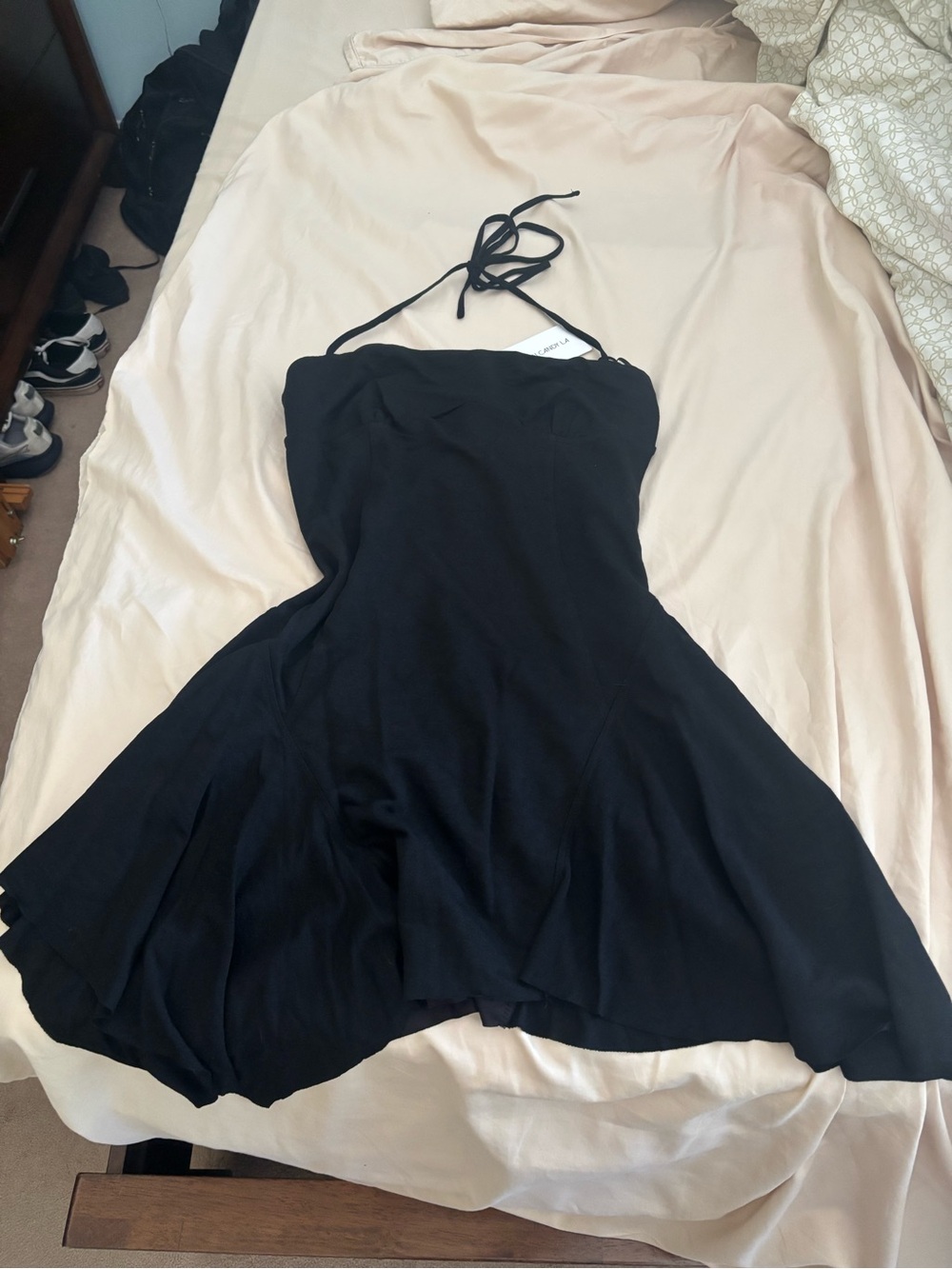 Cotton Candy Black Strapless Halter Swing Dress